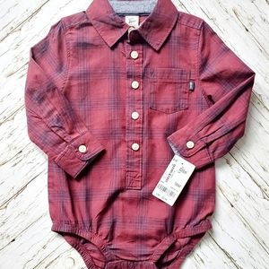 Oshkosh Plaid Button-up Bodysuit